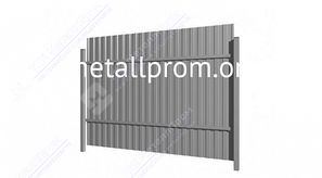 Забор из профнастила С8 оцинкованный с круглым столбом ф60